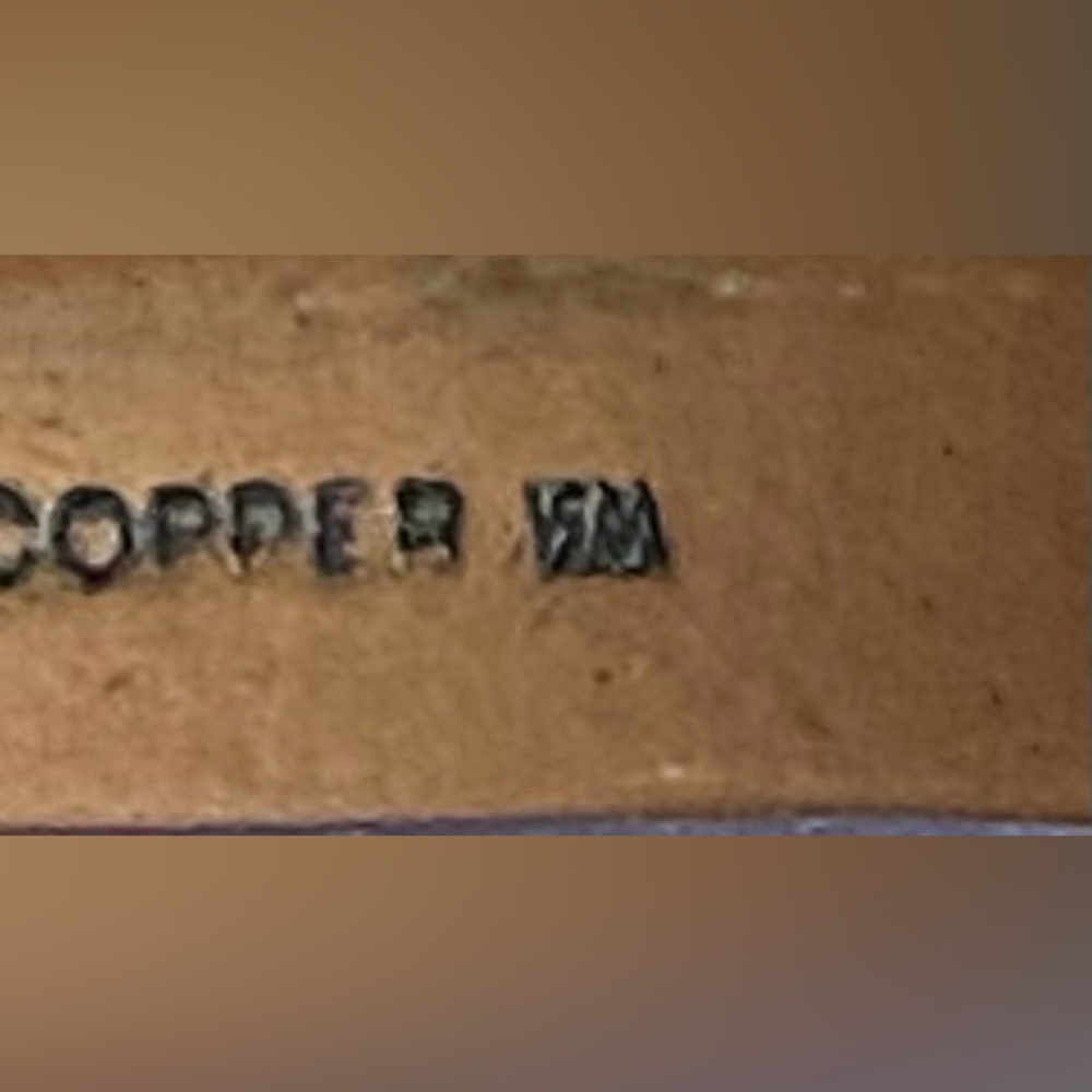 2 Vintage Copper Cuff Bracelet’s Hand Etched Signed Copper VSM? Pyramid Profile - Picture 3 of 7